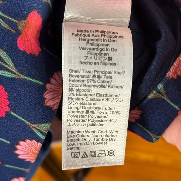 J. Crew Navy Midi Dress with Pink Floral Print - Picture 6 of 7